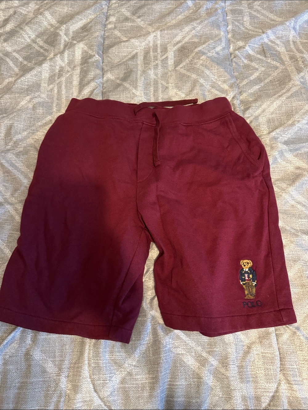 Polo by Ralph Lauren Maroon Bear Logo Athletic Shorts